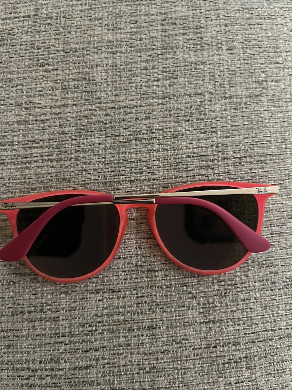 Ray-Ban Kids Pink Frame Sunglasses with Red Mirrored Lenses